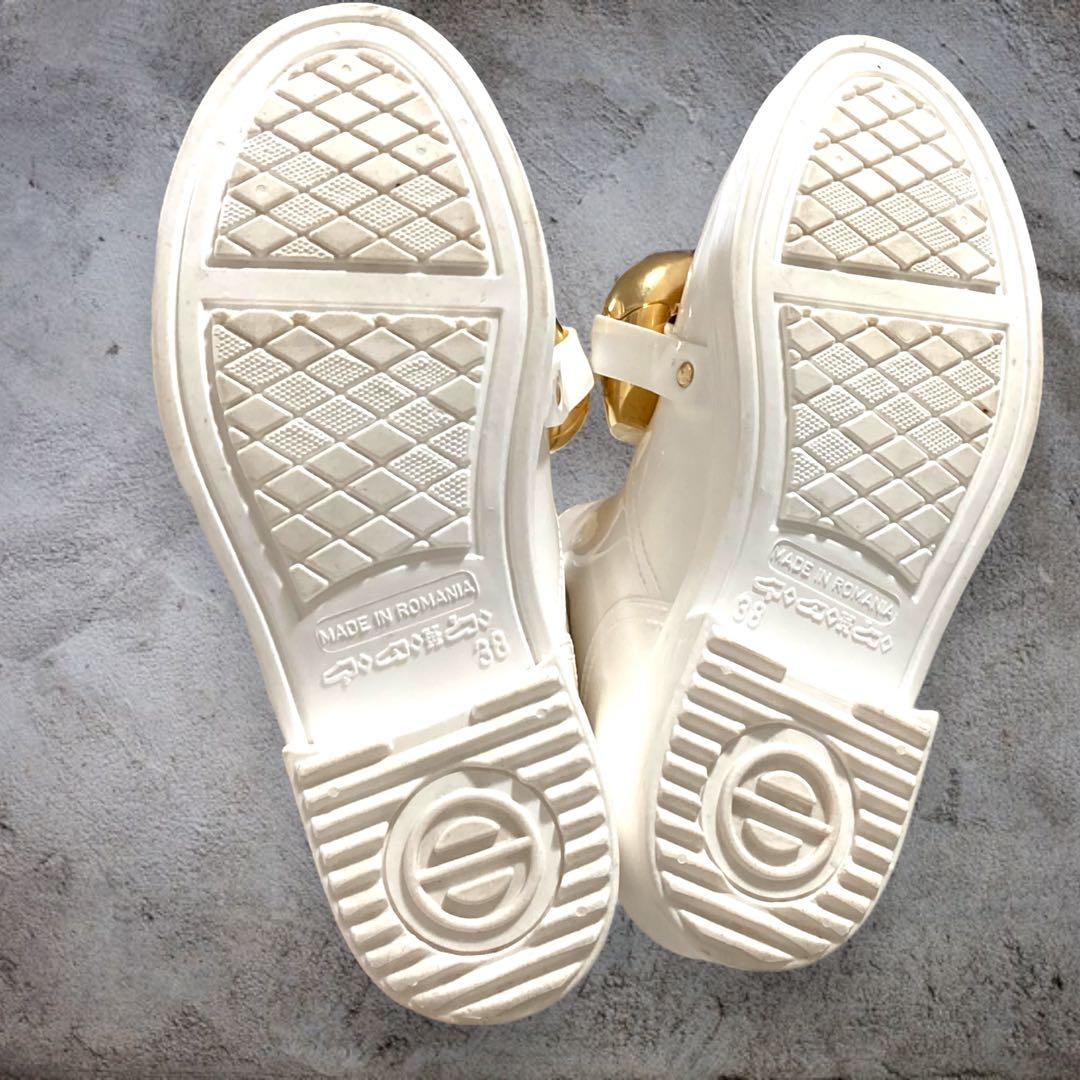 JW Anderson レインシューズ ホワイト 38 チェーン　ゴールド