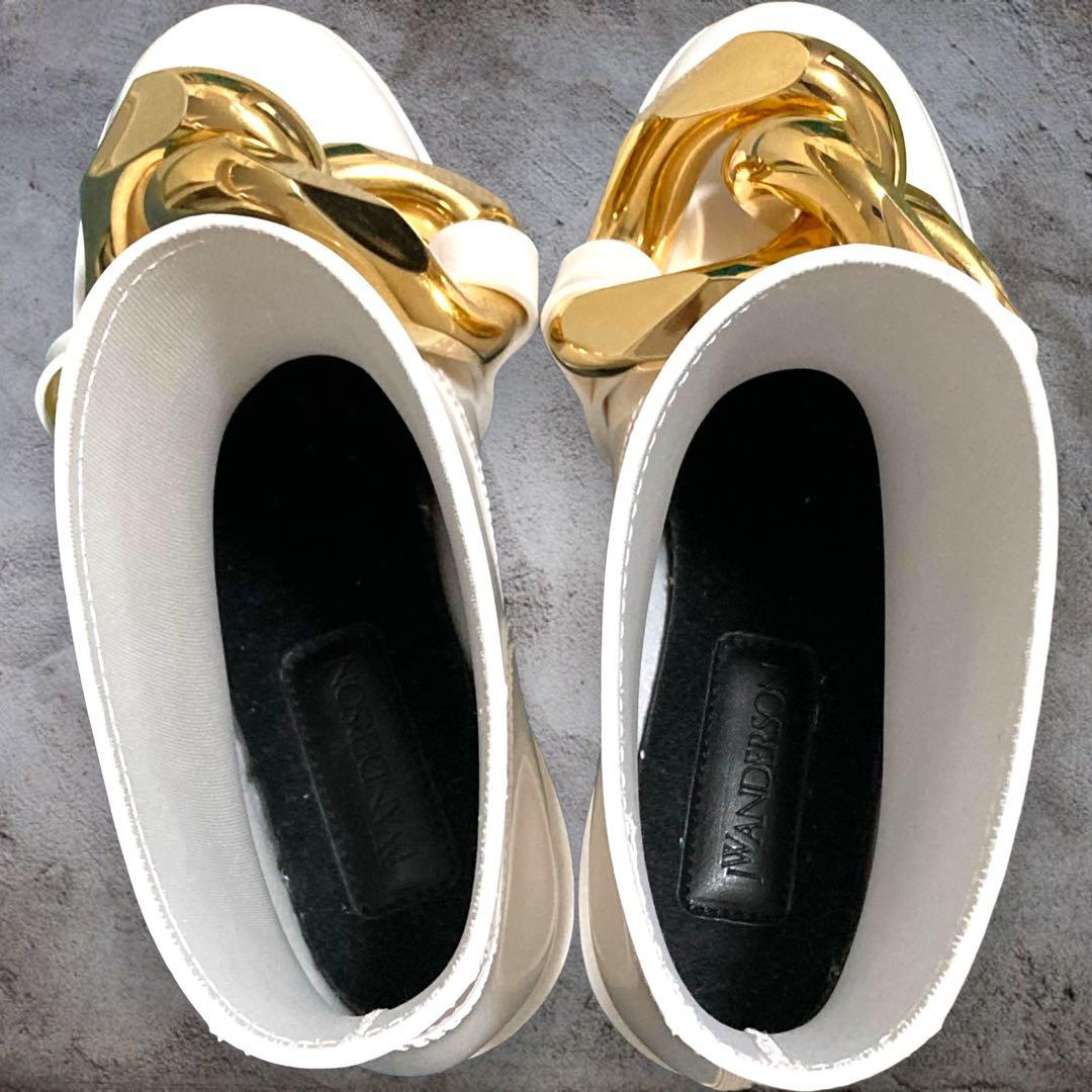 JW Anderson レインシューズ ホワイト 38 チェーン　ゴールド