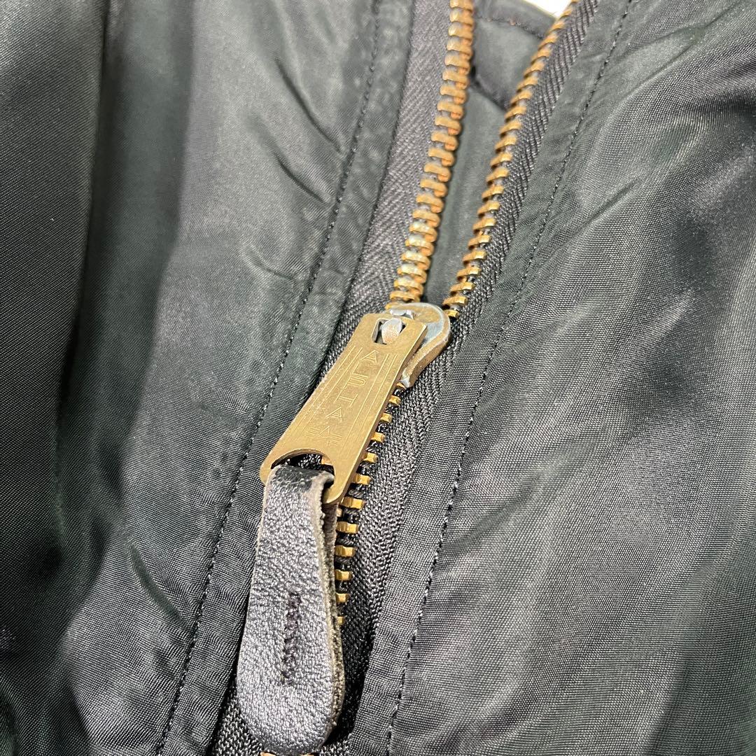 90s USA製　アルファ　MA-1 フライトジャケット　XL レザーワッペン