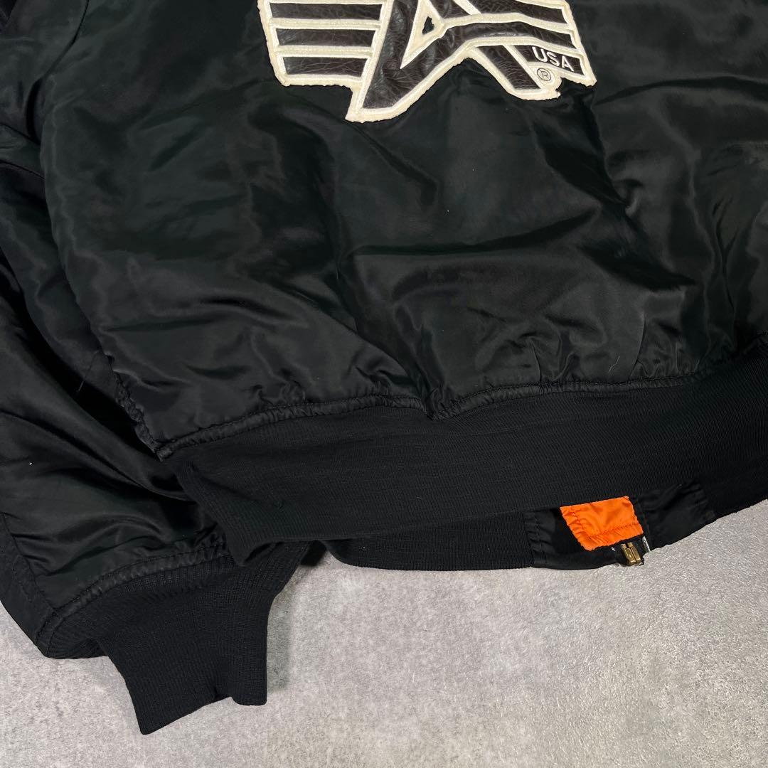 90s USA製　アルファ　MA-1 フライトジャケット　XL レザーワッペン