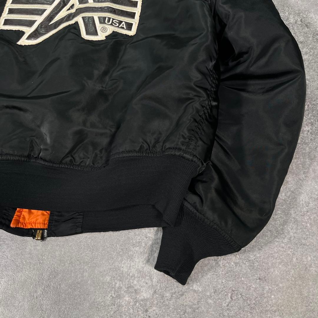 90s USA製　アルファ　MA-1 フライトジャケット　XL レザーワッペン