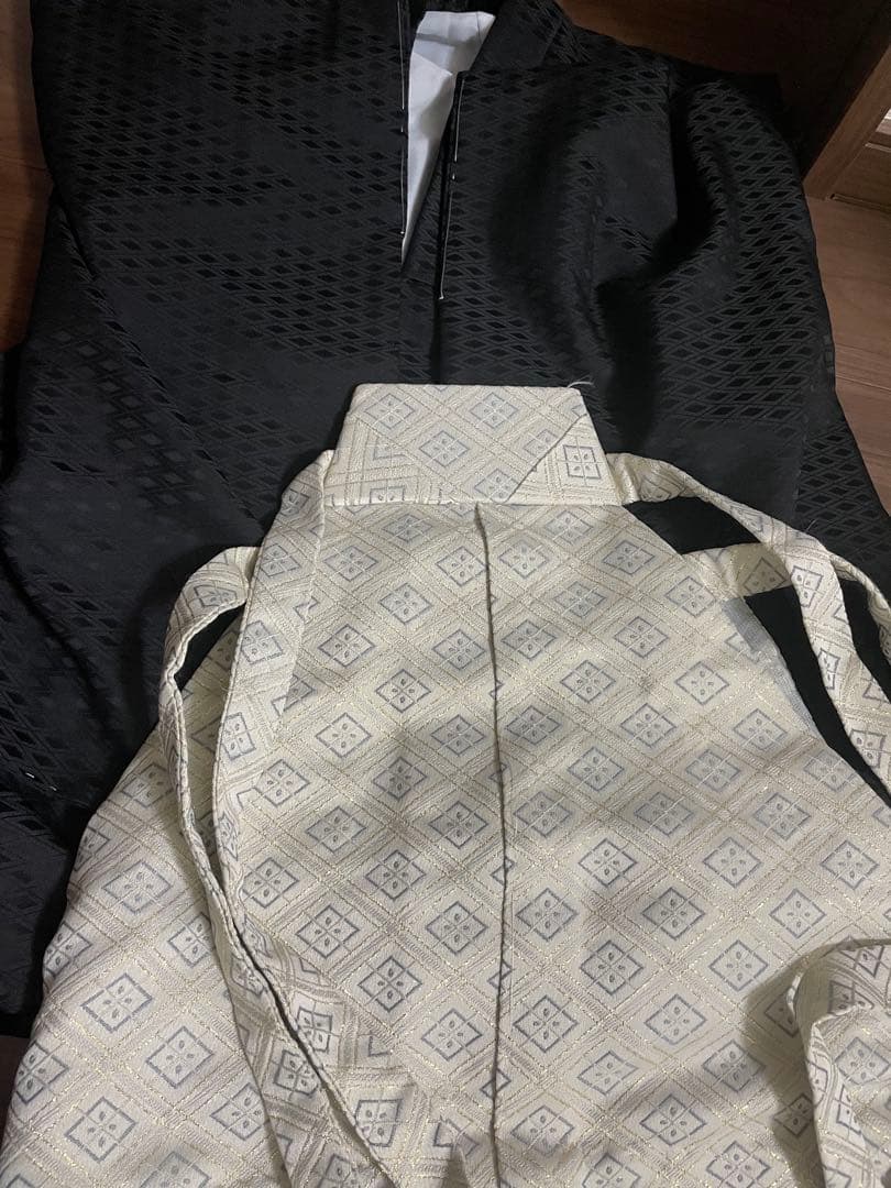 お宮参り用 絹製衣装 鶴と兜と松の刺繍七五三男の子