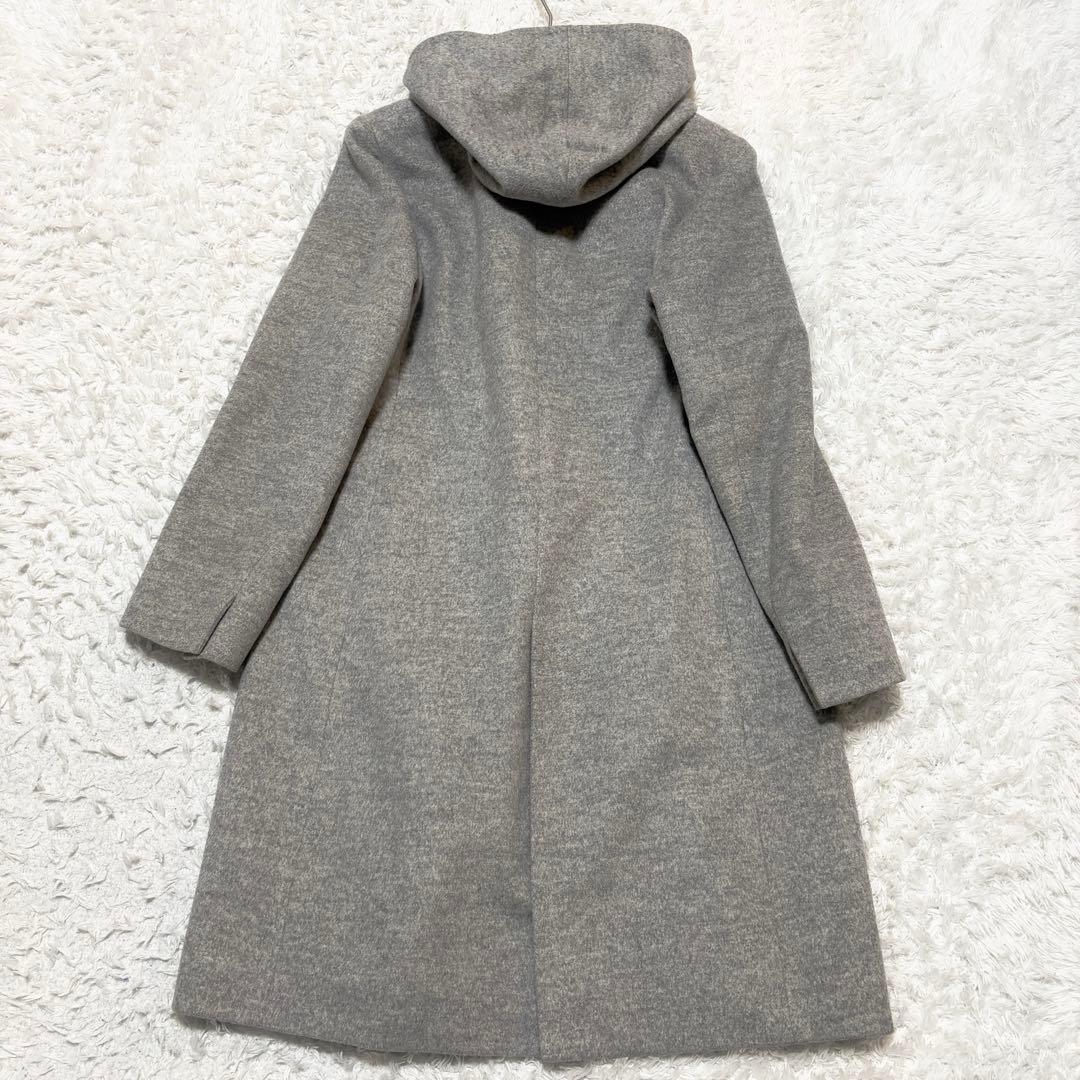 【美品】23区 ウールアンゴラビーバーフーデッド コート ロング 2way M