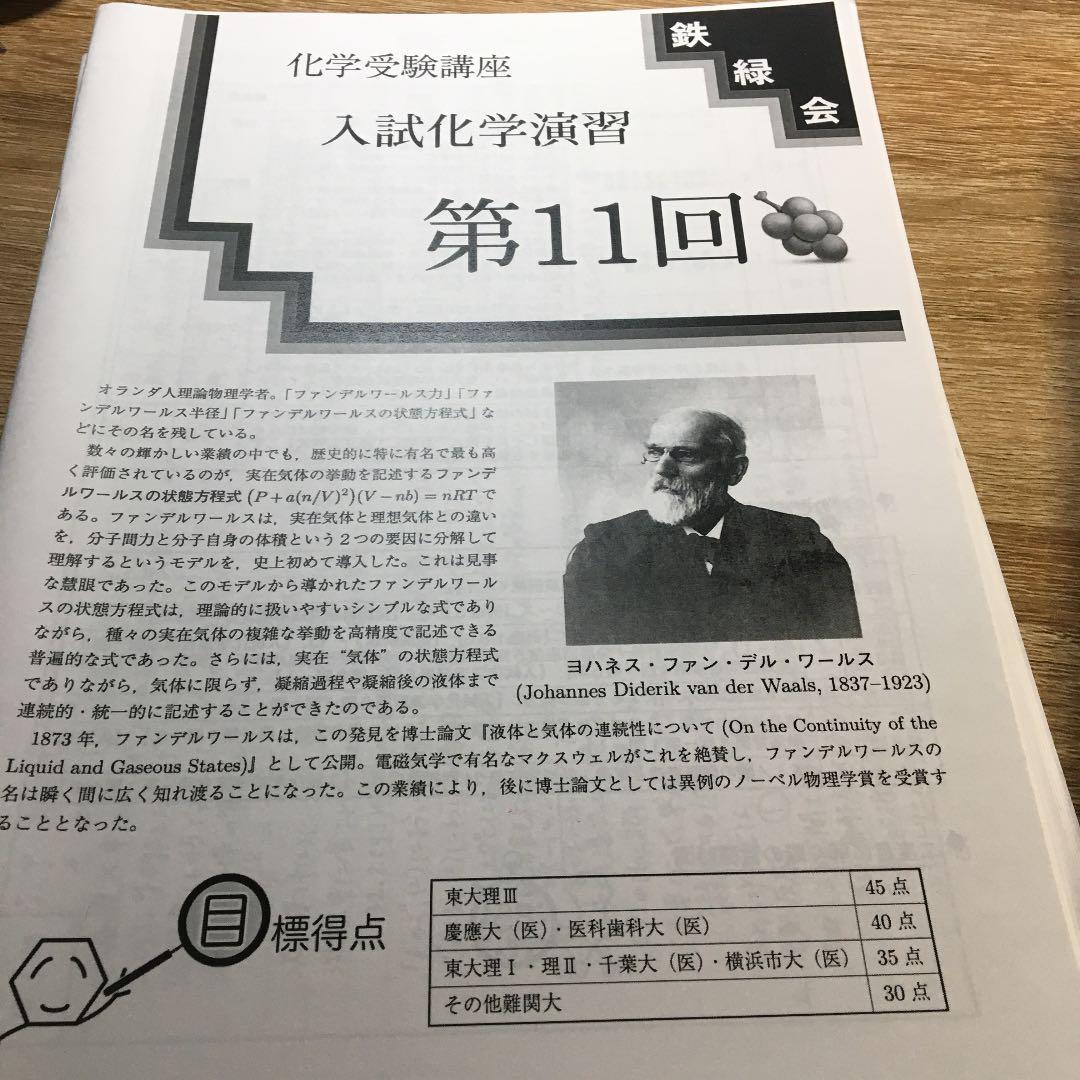 高3鉄緑　入試化学演習