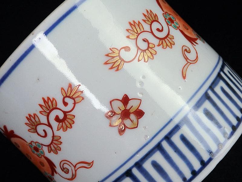 古伊万里　色絵　花に唐草の図　火入れ　D532-3AS-fbfe