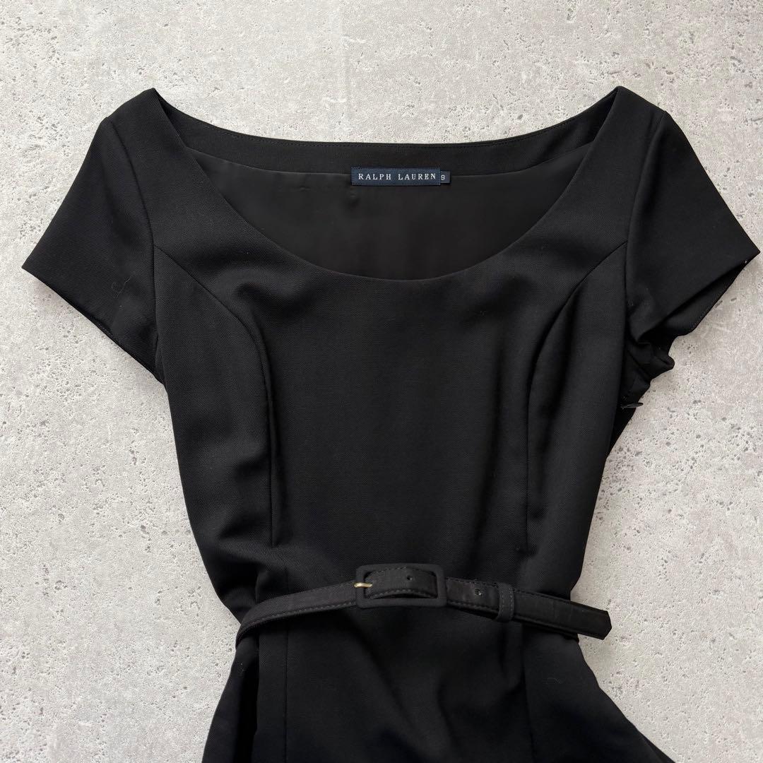 美品✨RALPH LAUREN ベルテッドフレアワンピース　ブラック