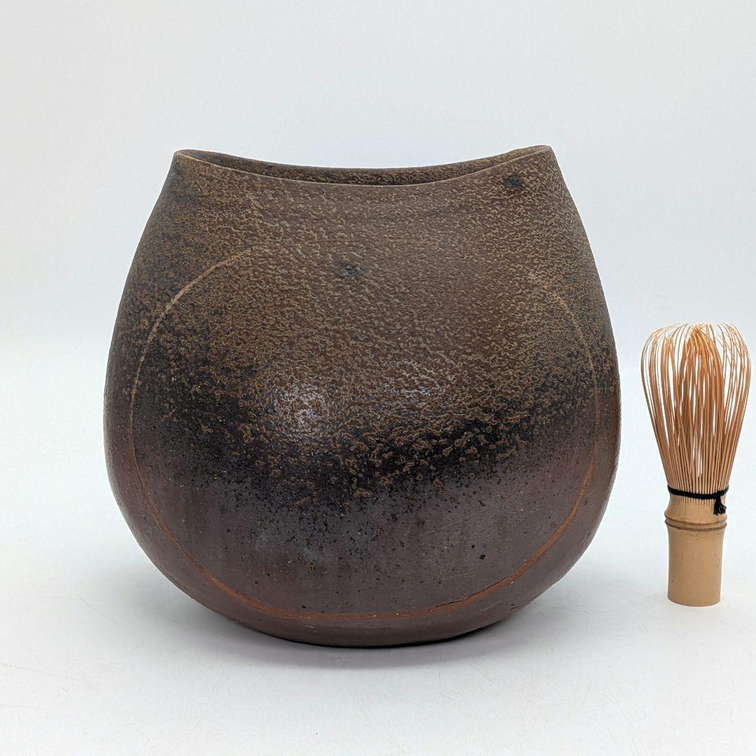 山下譲治 備前焼 象嵌花器 花入 花瓶 フラワーベース 華道具 花生 壺 壷