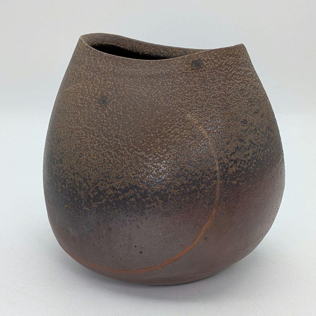 山下譲治 備前焼 象嵌花器 花入 花瓶 フラワーベース 華道具 花生 壺 壷