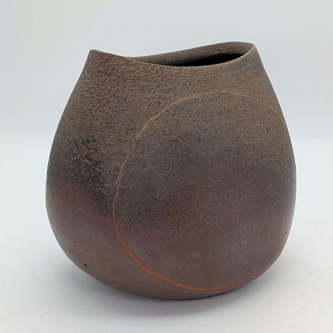 山下譲治 備前焼 象嵌花器 花入 花瓶 フラワーベース 華道具 花生 壺 壷