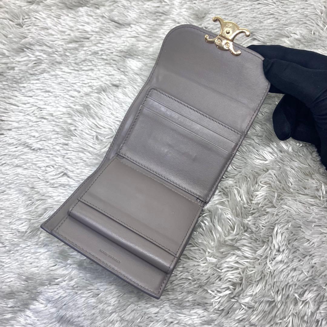 美品✨ CELINE 三つ折り財布 トリオンフ スモールフラップ カーキ