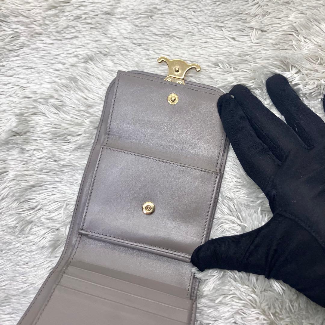 美品✨ CELINE 三つ折り財布 トリオンフ スモールフラップ カーキ