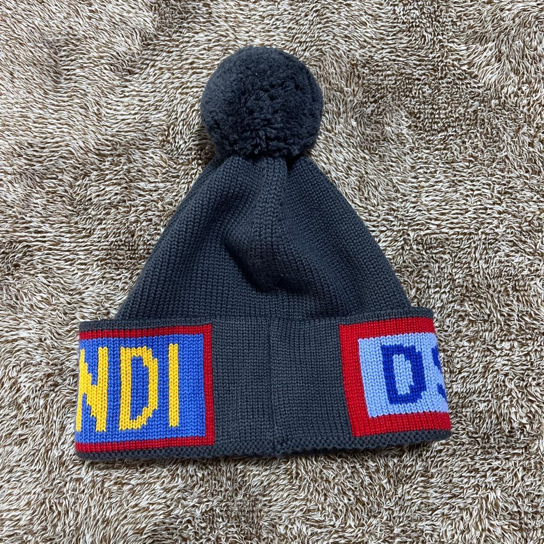 【yy0110 】FENDI フェンディ DSMロゴニット帽 グレー