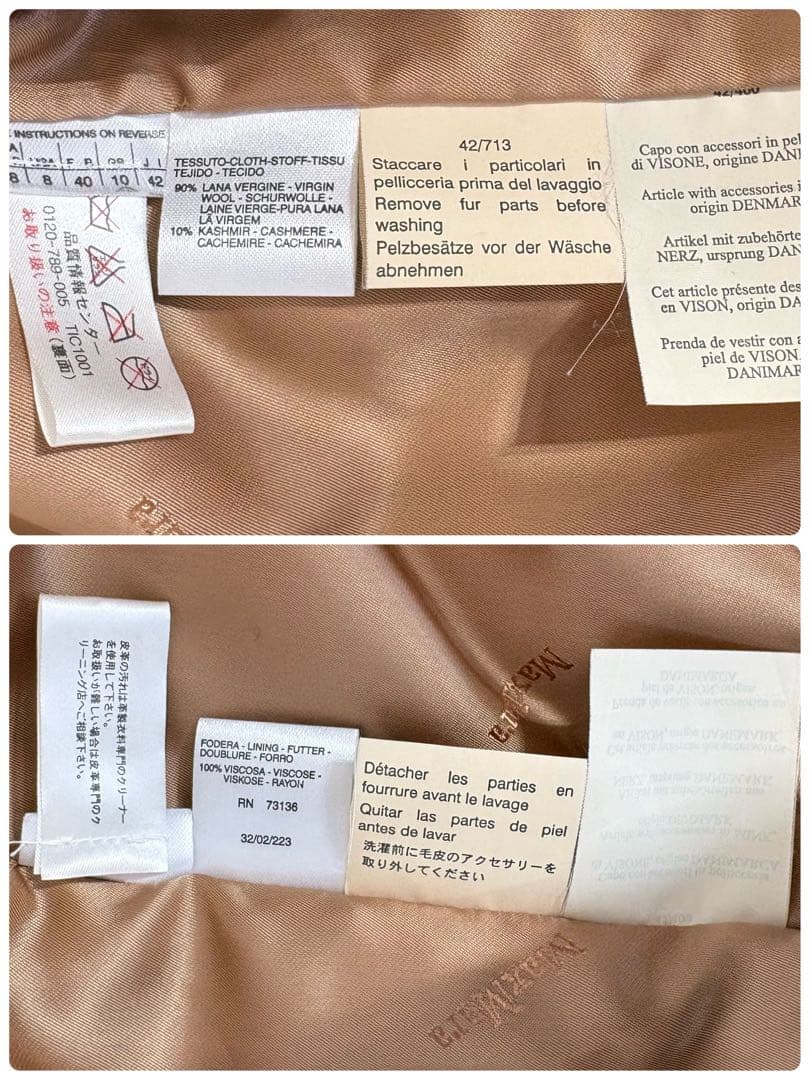 最高級✨マックスマーラ　カシミヤ混ミンクファー　ロングコート　42