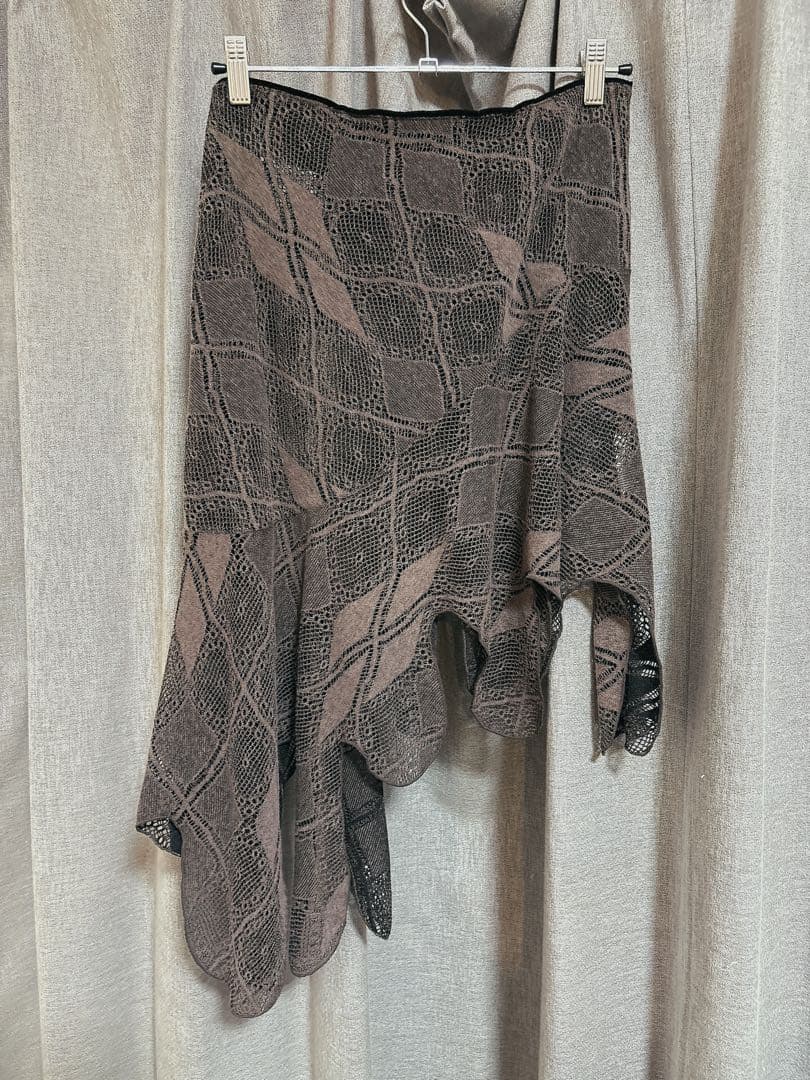 スカート PERVERZE Knit Lace Jagged-hem Skirt