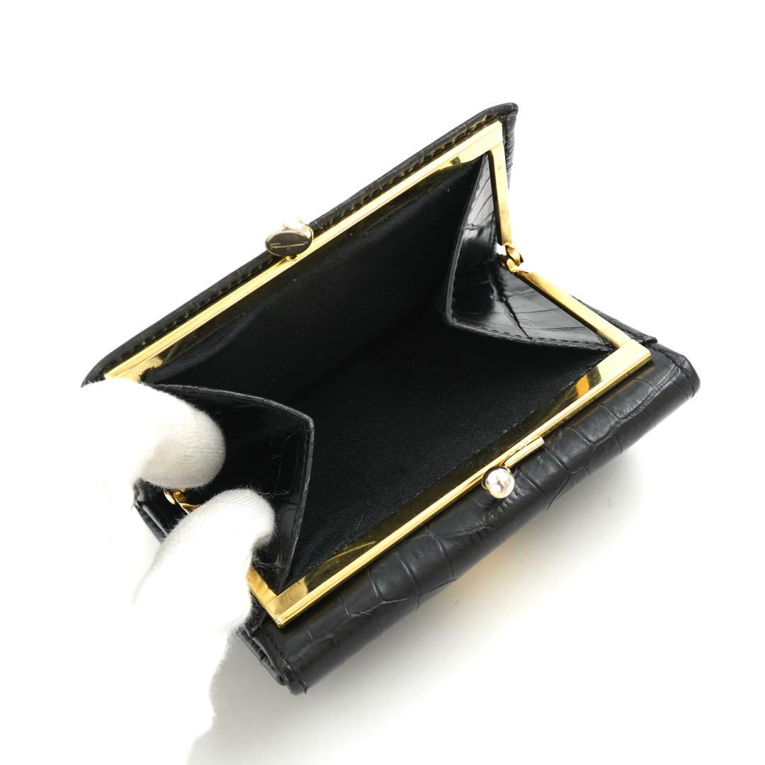 ✨新品未使用✨　Salvatore Ferragamo ミニ財布　クロコ　がま口