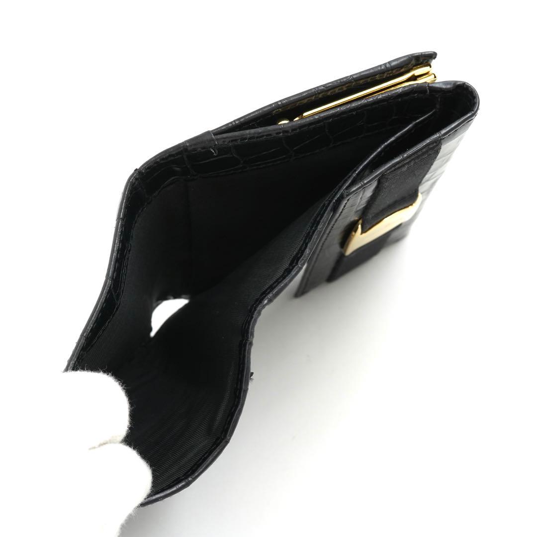 ✨新品未使用✨　Salvatore Ferragamo ミニ財布　クロコ　がま口