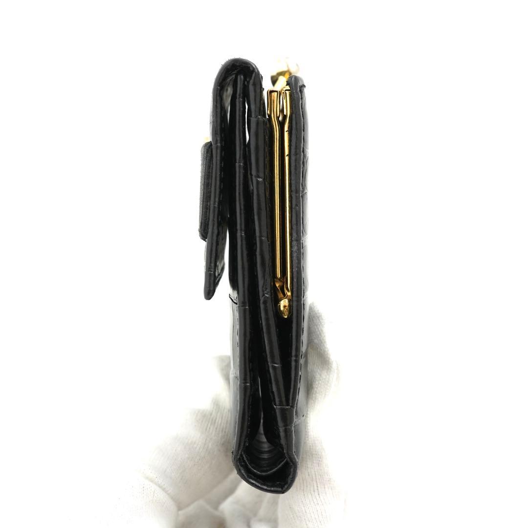 ✨新品未使用✨　Salvatore Ferragamo ミニ財布　クロコ　がま口