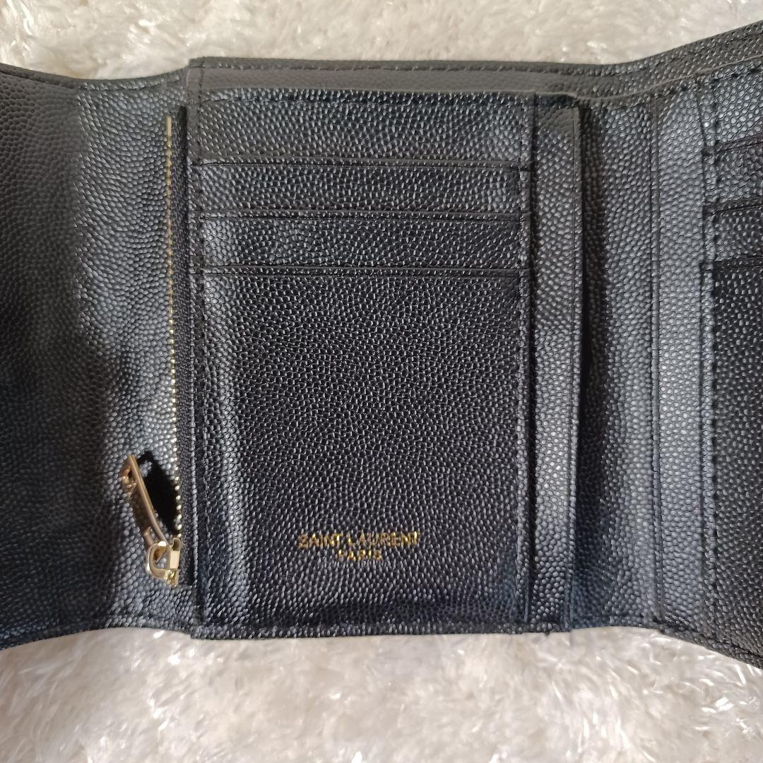 ✨極美品✨　YSL　サンローラン　カサンドラ　三つ折り財布　ブラック　レザー