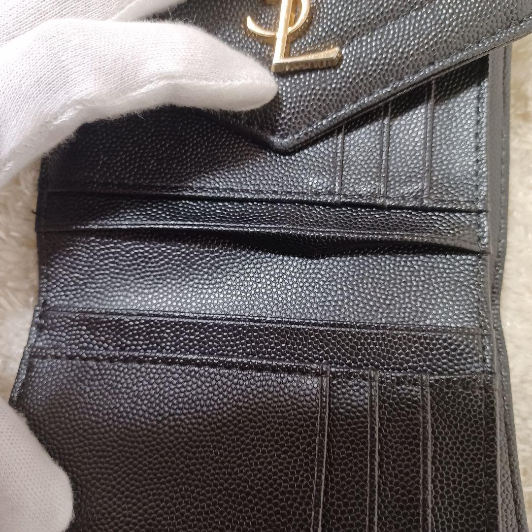 ✨極美品✨　YSL　サンローラン　カサンドラ　三つ折り財布　ブラック　レザー