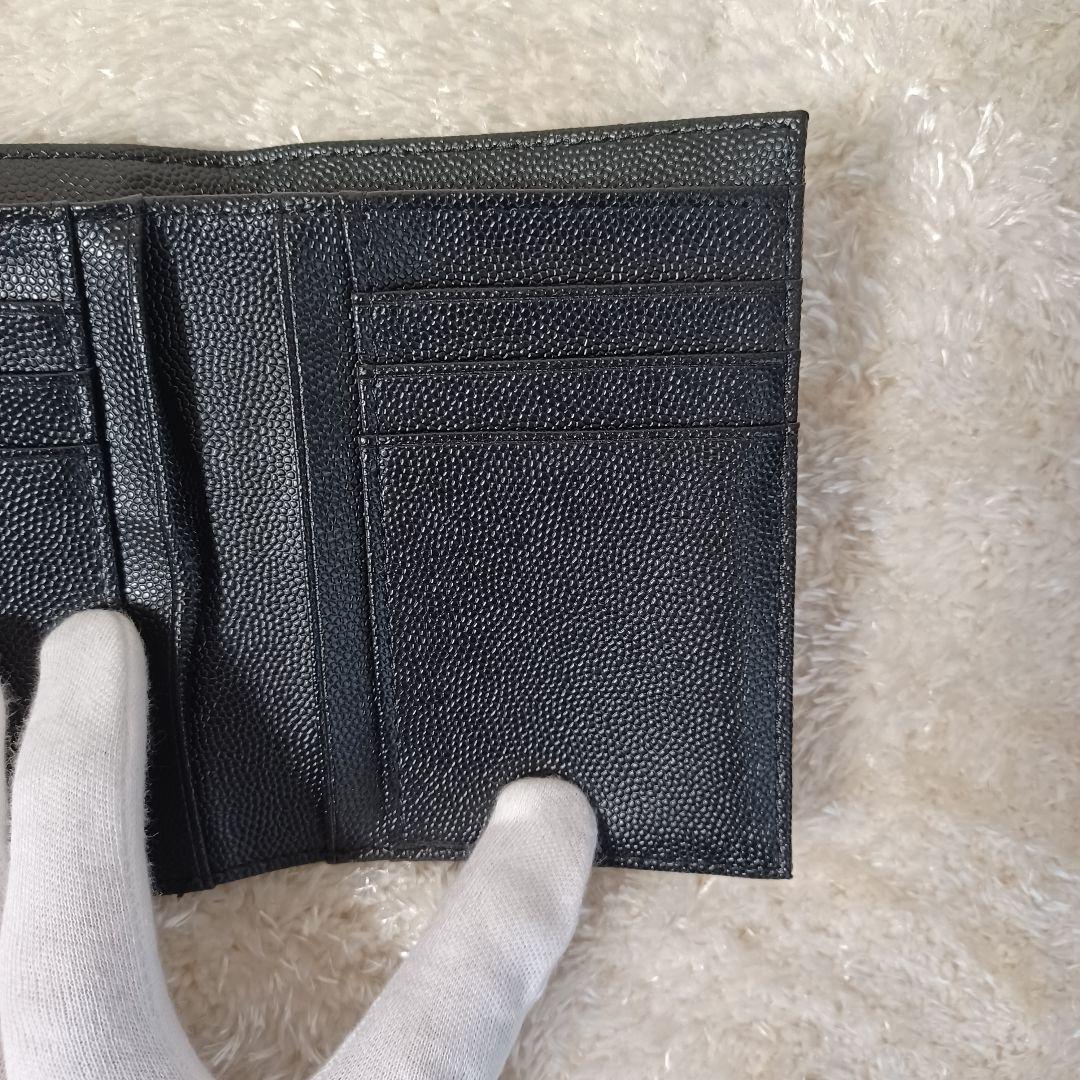 ✨極美品✨　YSL　サンローラン　カサンドラ　三つ折り財布　ブラック　レザー