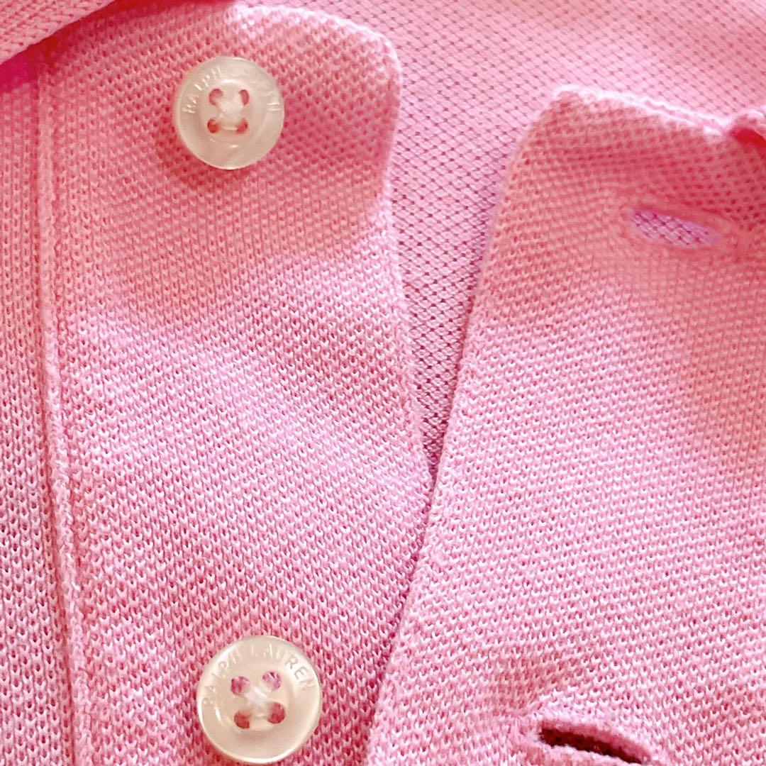 ラルフローレン ポロシャツ Y2K デカポニー刺繍　ピンク ロゴ刻印釦 ワッペン
