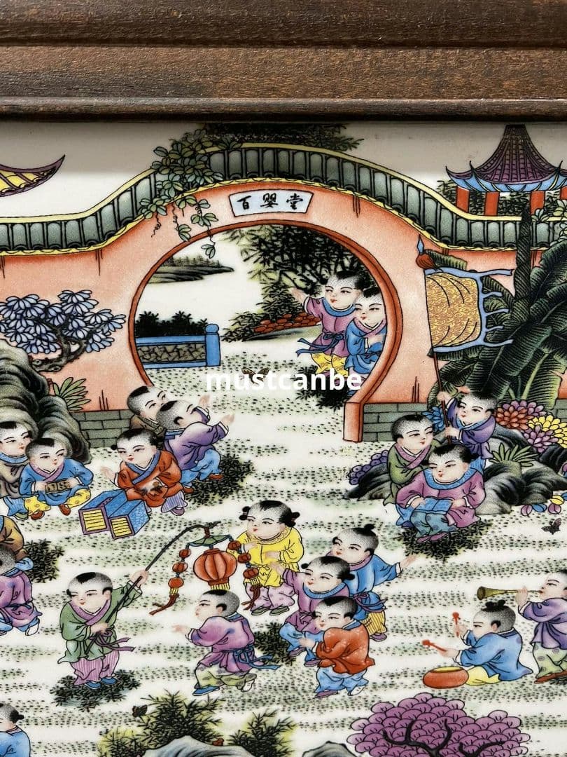 景徳鎮 陶板画百子図 応接間 書斎 懸掛 装飾品 現代工芸品 美術品 置物