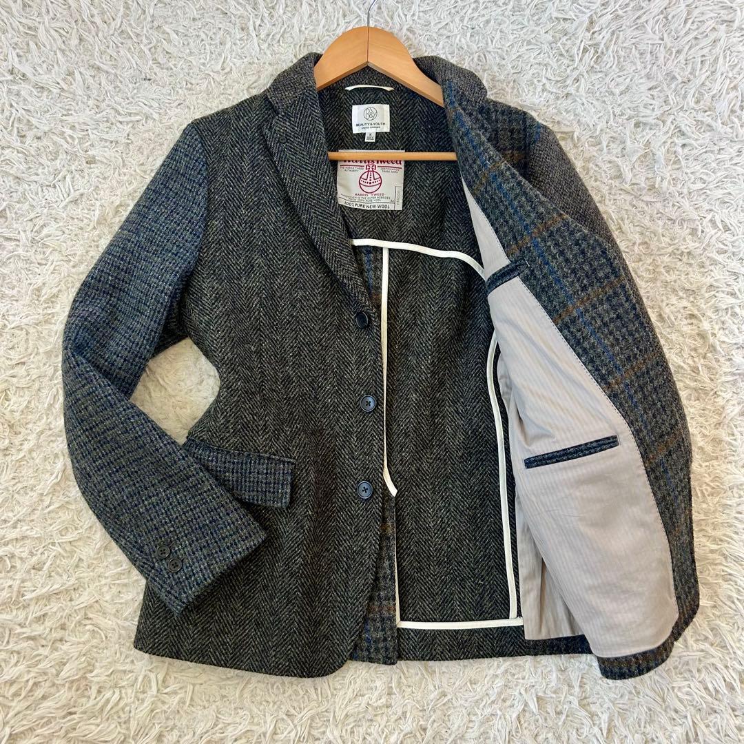 希少 BEAUTY&YOUTH Harris Tweed テーラードジャケット