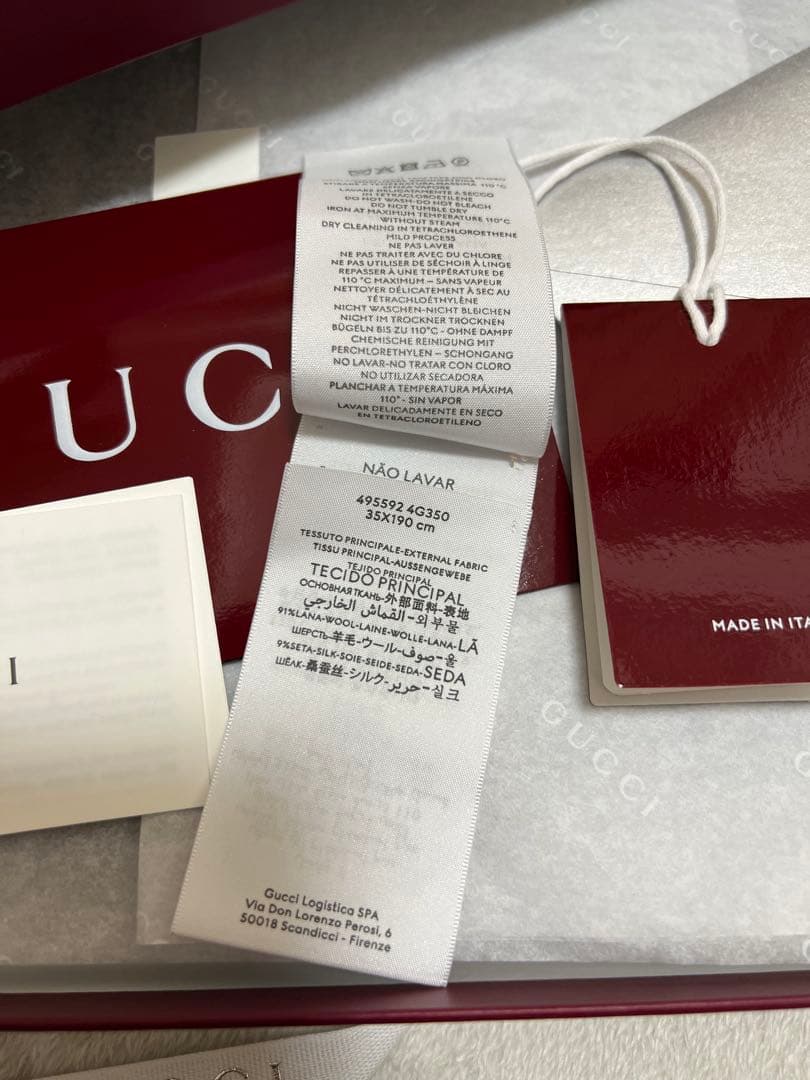 GUCCI GGジャカードウールシルクスカーフ