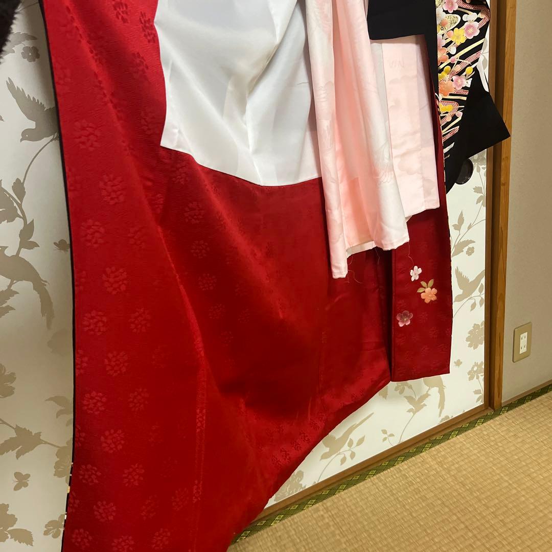 専用　極美品　正絹　振袖　袴　2点　卒業式　黒振袖　長襦袢おまけ