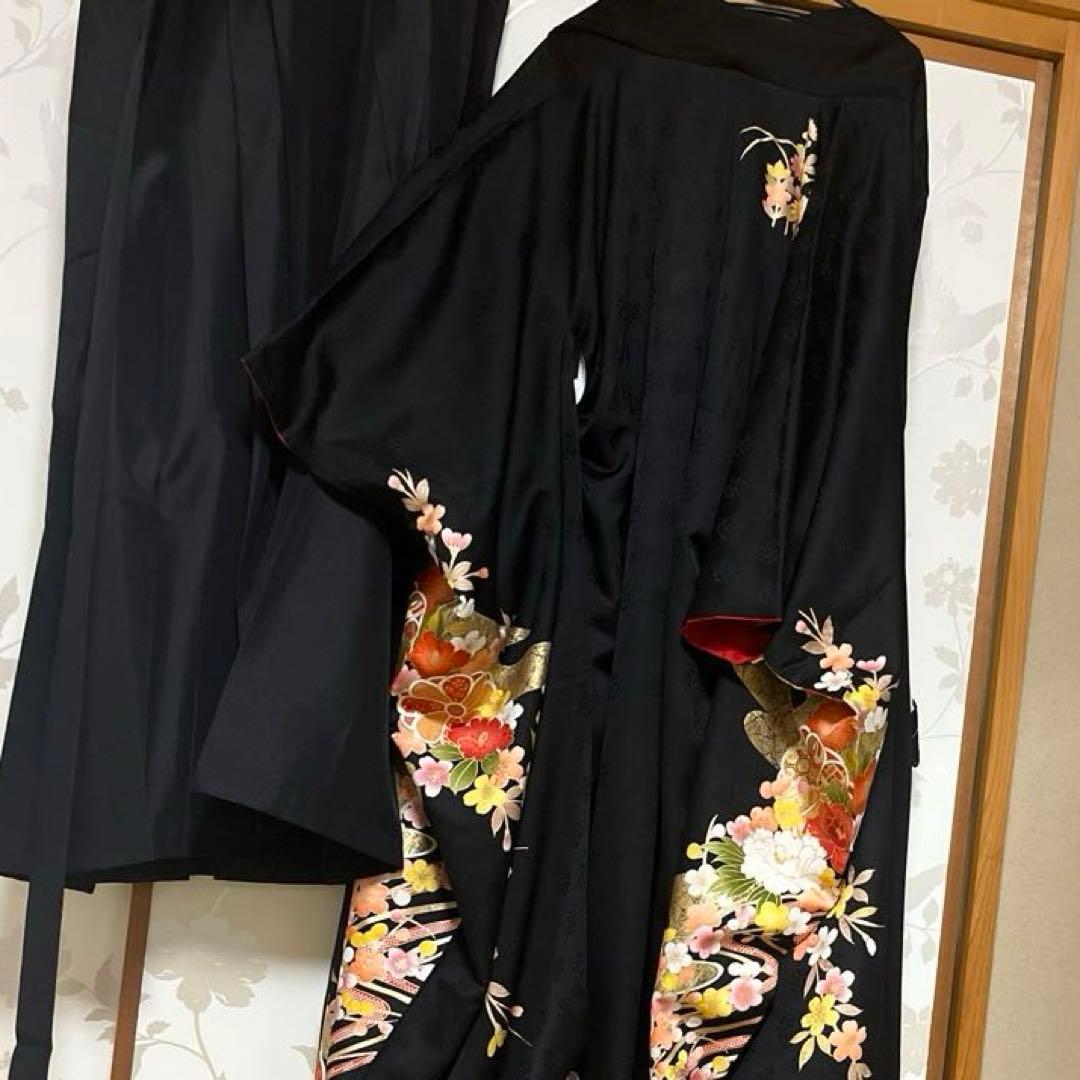 専用　極美品　正絹　振袖　袴　2点　卒業式　黒振袖　長襦袢おまけ