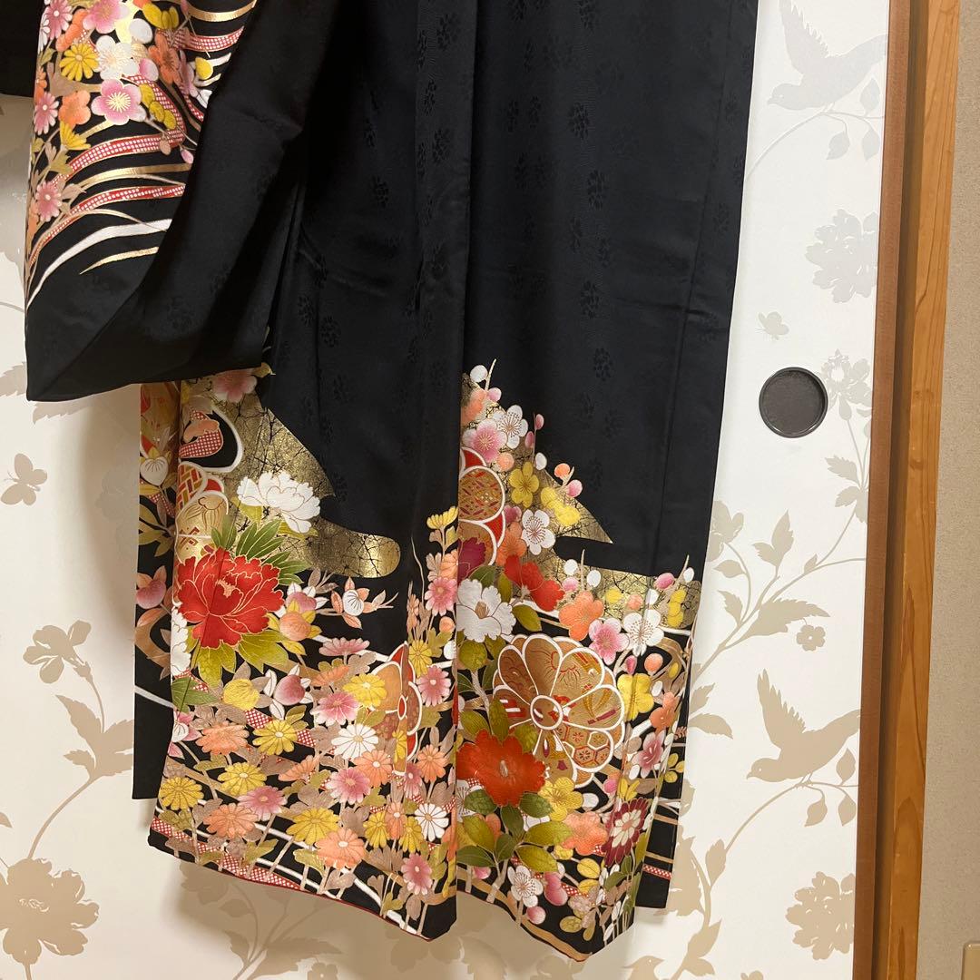 専用　極美品　正絹　振袖　袴　2点　卒業式　黒振袖　長襦袢おまけ