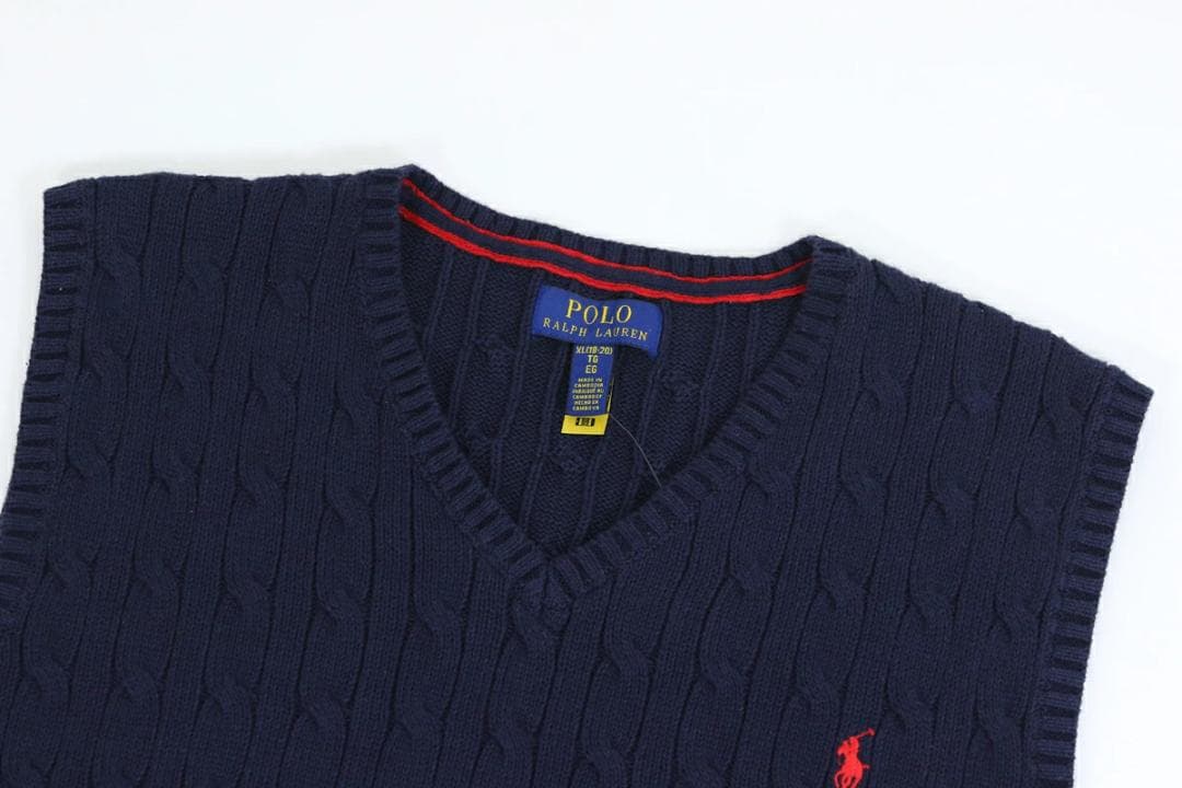 POLO Ralph Lauren ケーブルニットベスト ネイビー Vネック