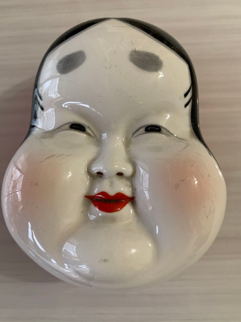 ★希少！　縁起物　日本陶器　ノリタケ　おかめの顔の小物入れ　アンティーク