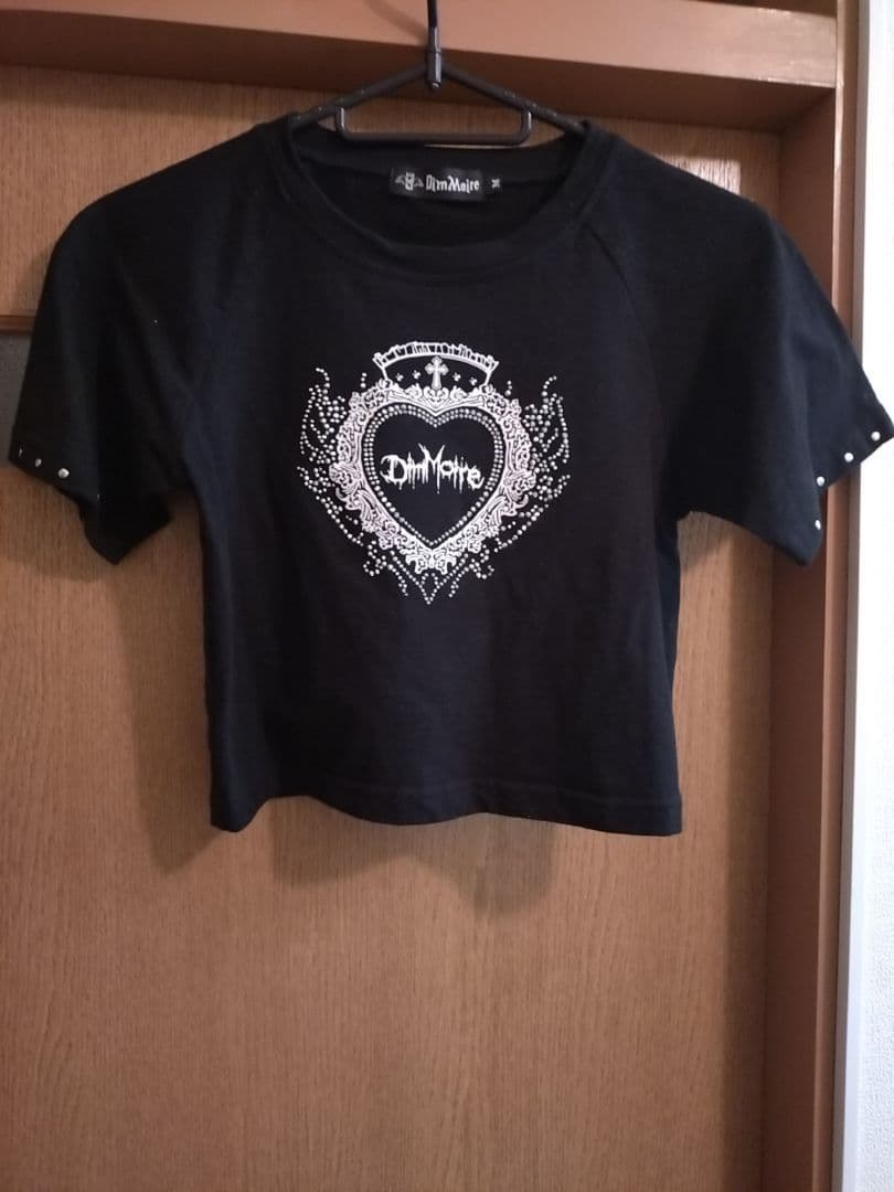 Dim Moire クロップドTシャツ M 黒