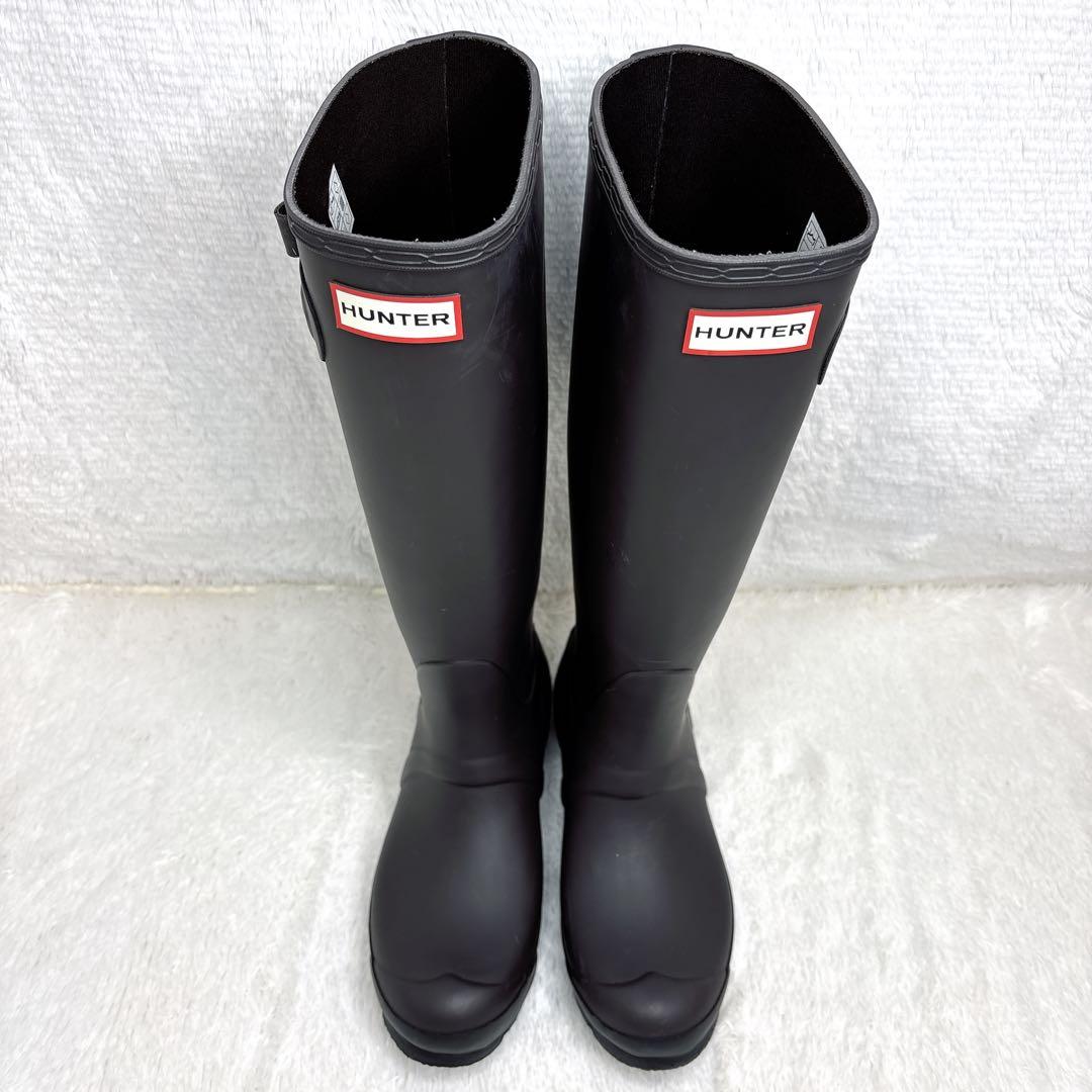 逸品✨HUNTER ハンター レインブーツ　バックル付　ブラウン　清掃済