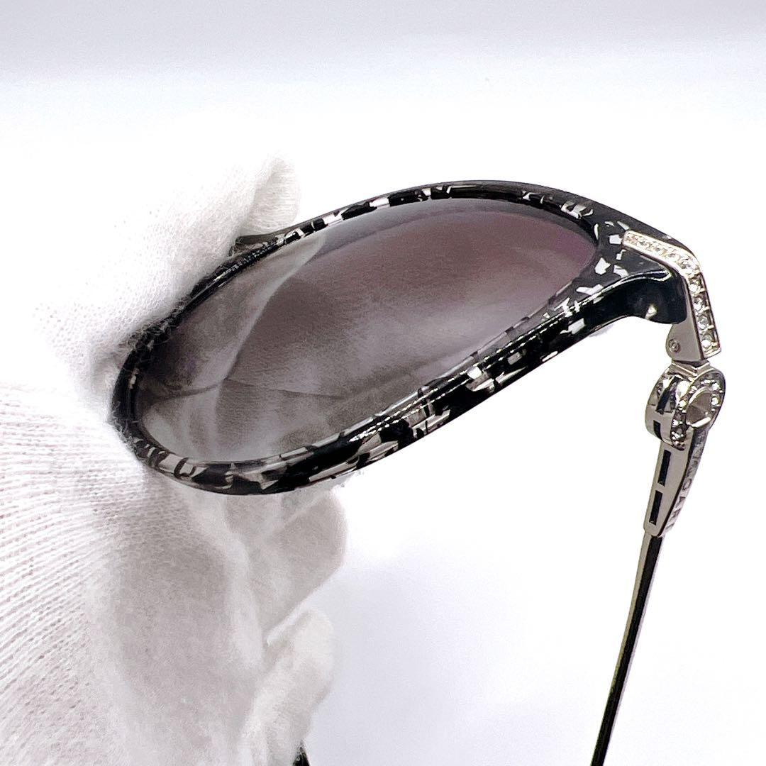 ✨レア✨　BVLGARI サングラス　スモークグラデーション　ゼブラ柄　ストーン