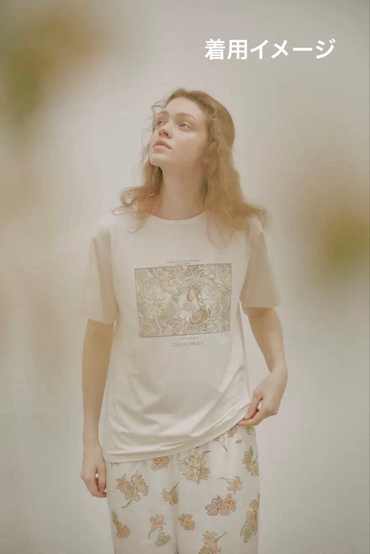 ジェラートピケ ミュシャ Tシャツ 花柄 ロングパンツ ピンク 上下セット 美品