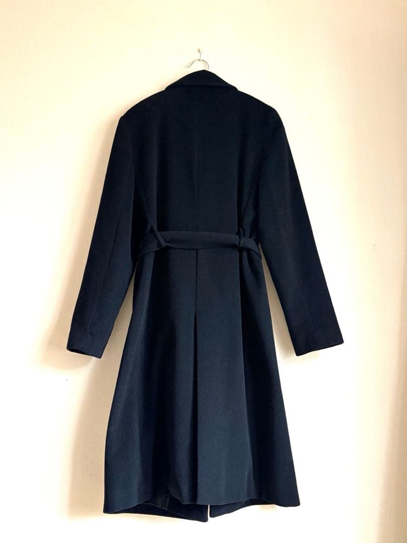 【美品】　高級　アンゴラ　羊毛　ロングコート　黒　11号　クリーニング済み