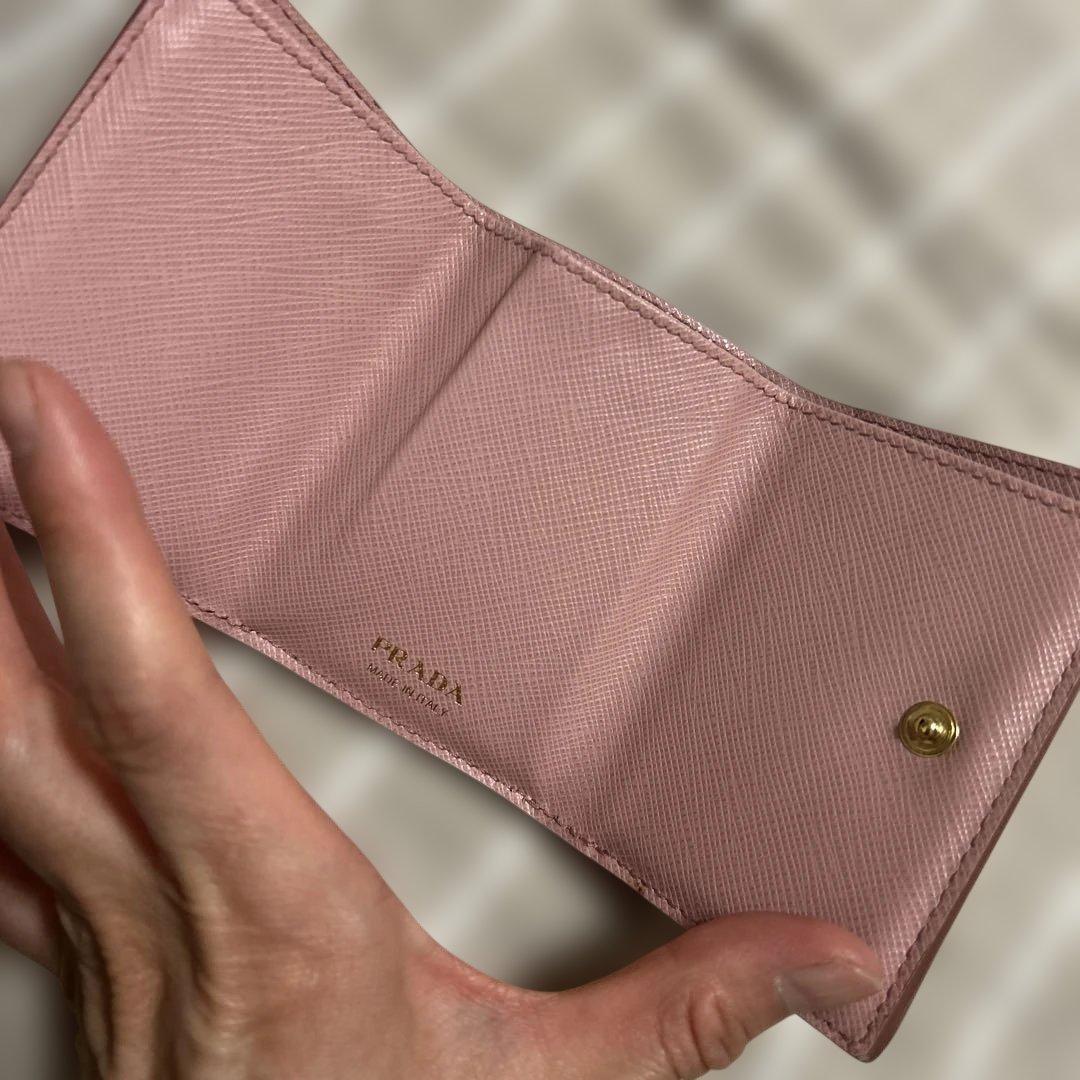 PRADA♡ピンクロゴ♡レア♡三つ折りミニ財布♡美品♡