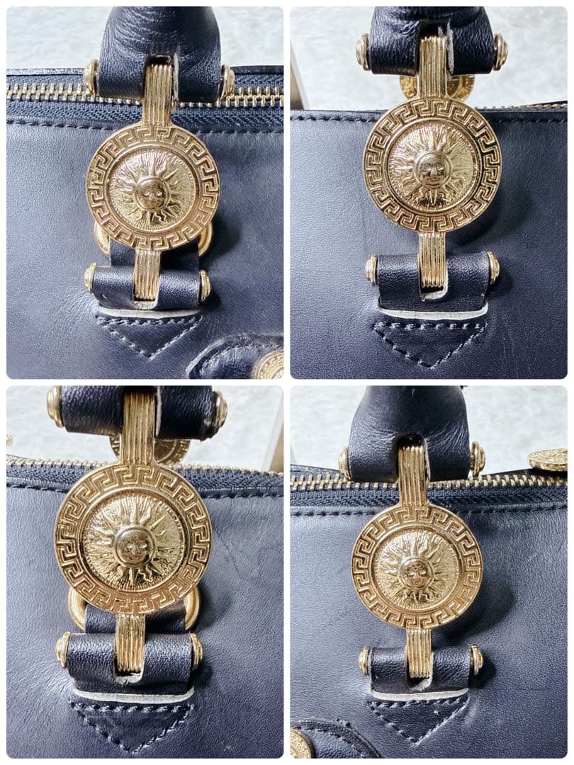 バッグ VERSACE Sunburst Logo Leather Handbag