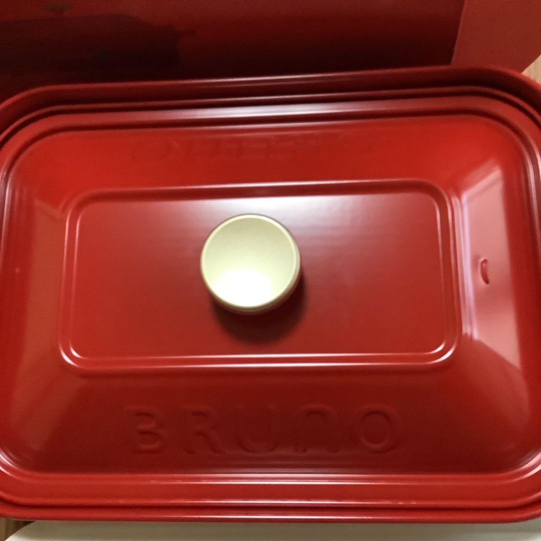 BRUNO コンパクトホットプレート レッド プレート2枚＆セラミック鍋