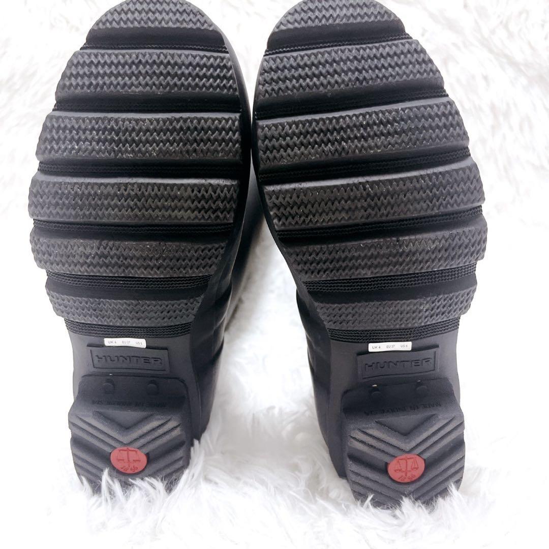 美品 HUNTER ロングレインブーツ UK4 ハンターヒール ネイビー 23