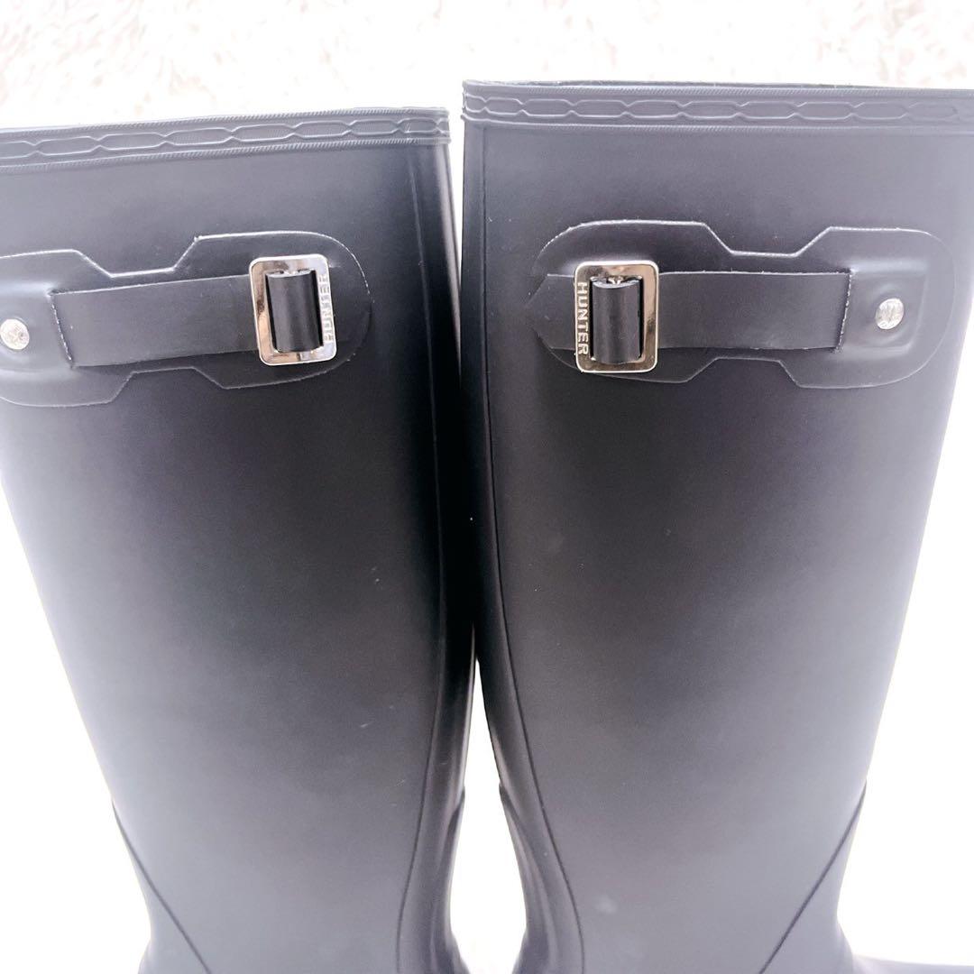 美品 HUNTER ロングレインブーツ UK4 ハンターヒール ネイビー 23