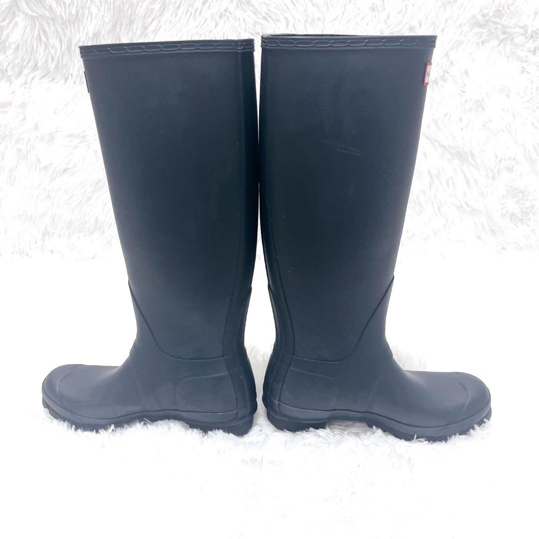 美品 HUNTER ロングレインブーツ UK4 ハンターヒール ネイビー 23