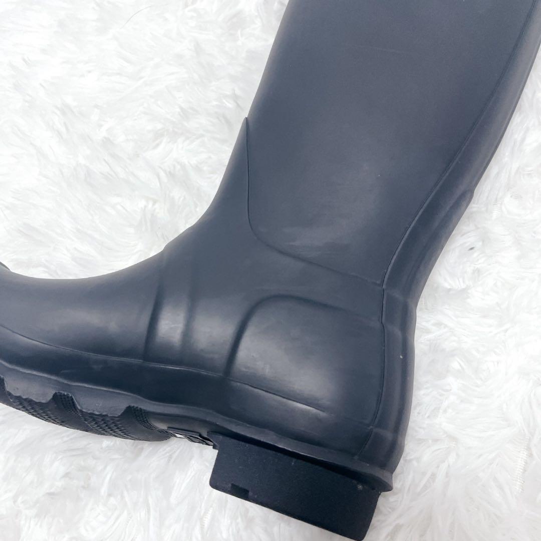 美品 HUNTER ロングレインブーツ UK4 ハンターヒール ネイビー 23