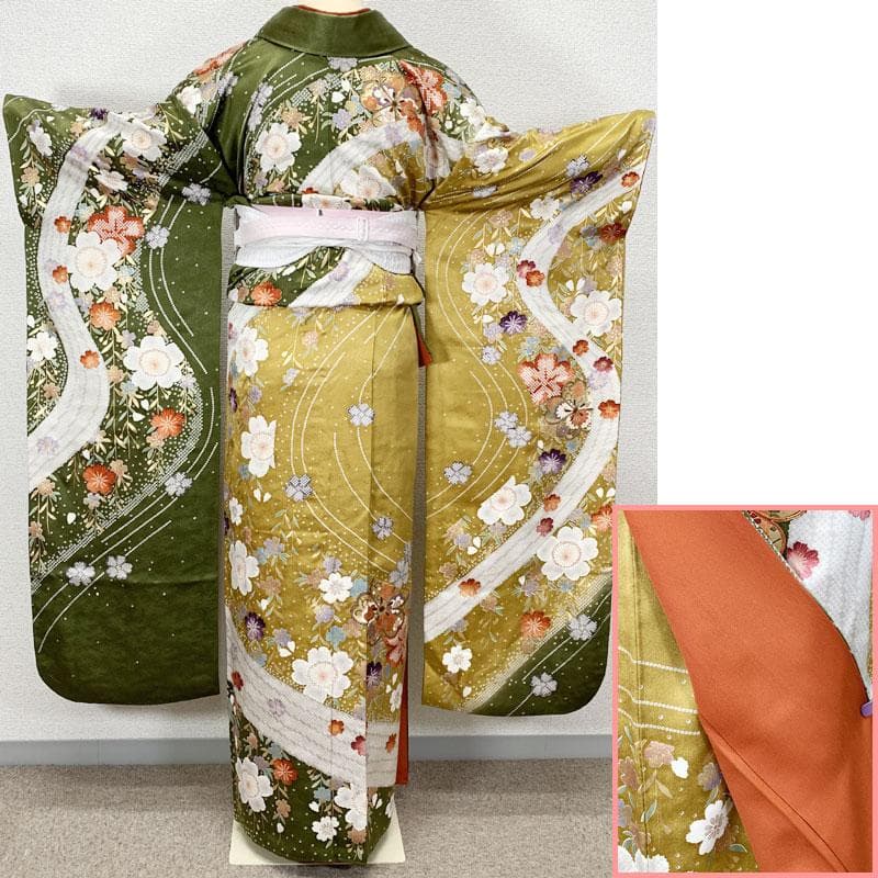 506z15☆振袖 古典柄 金駒刺繍 金彩 桜☆美品 成人式 結婚式 十三参り