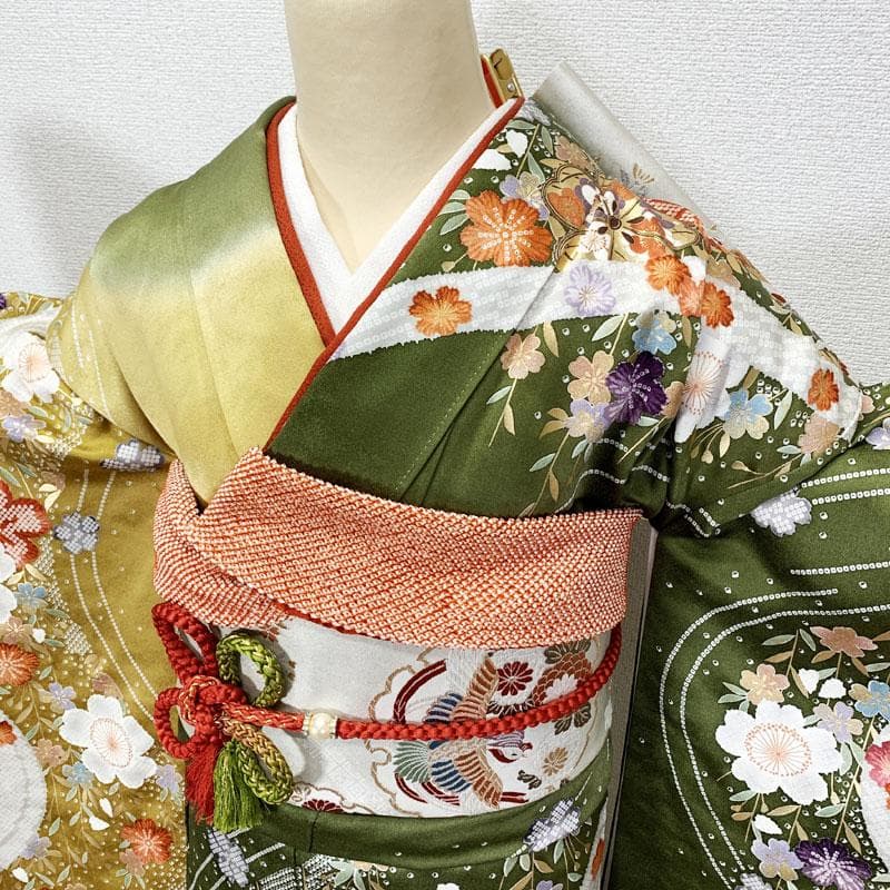 506z15☆振袖 古典柄 金駒刺繍 金彩 桜☆美品 成人式 結婚式 十三参り