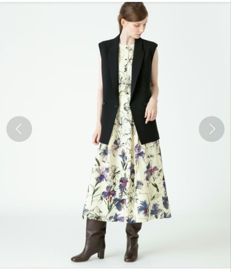 allureville アルアバイル ドローイングフラワーギャザースカート S