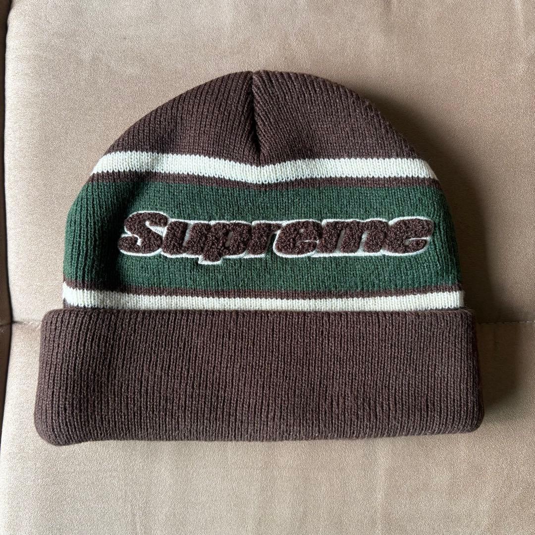 supreme ビーニーChenille Stripe Beanie Brown