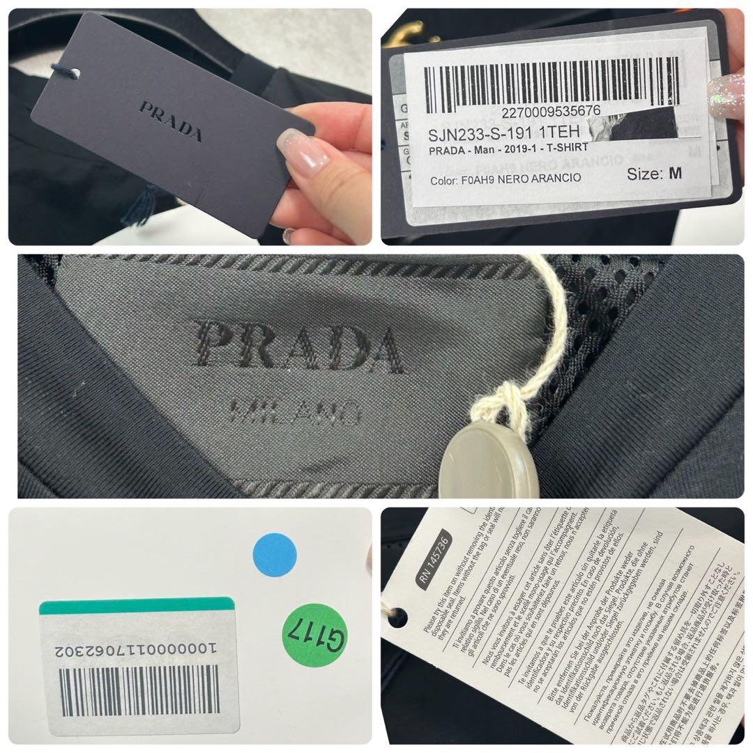 J219 新品未使 タグ付き M プラダ 三角ロゴ イタリア製 Tシャツ メンズ
